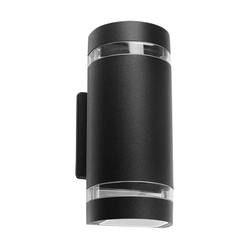 Luminaria pared cilindro aluminio negra doble aro exterior base 2XGU10