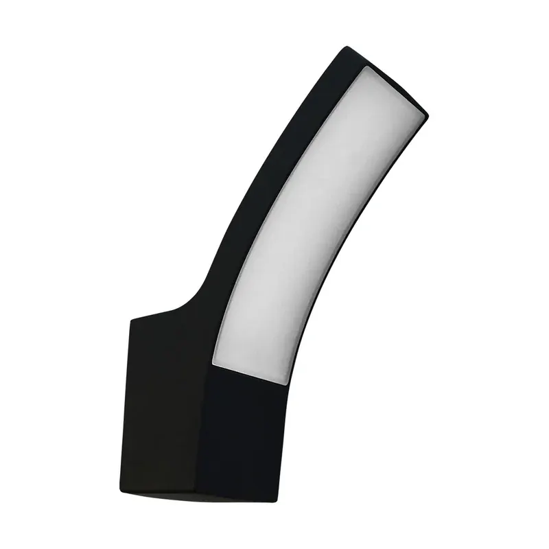 Luminaria LED pared curva negra exterior 10W blanco frío 6500K