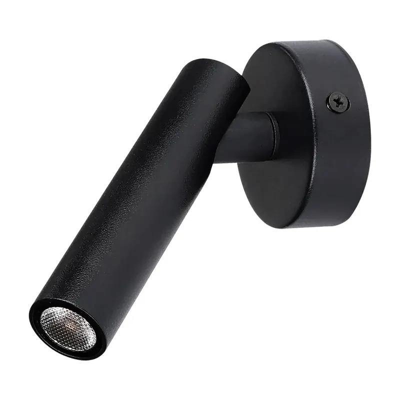 Luminaria LED pared lectura aluminio negro mate interior IP20 2W 140LM blanco cálido 3000K