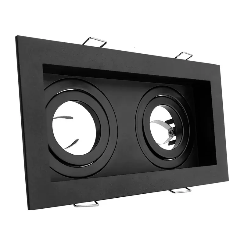 Decorativo empotrable para spot doble con base GU10 contorno negro