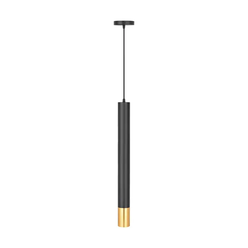 Decorativo colgante cilindro largo aluminio negro y dorado interior IP20 base GU10 60CM