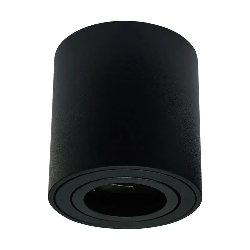 Luminaria sobreponer techo cilíndirca aluminio negro base GU10