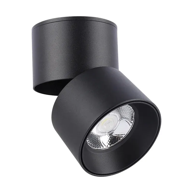Luminaria sobreponer techo cilindro dirigible inclinación 85° + rotación manual 350° aluminio negro 10W CCT manual interior IP20