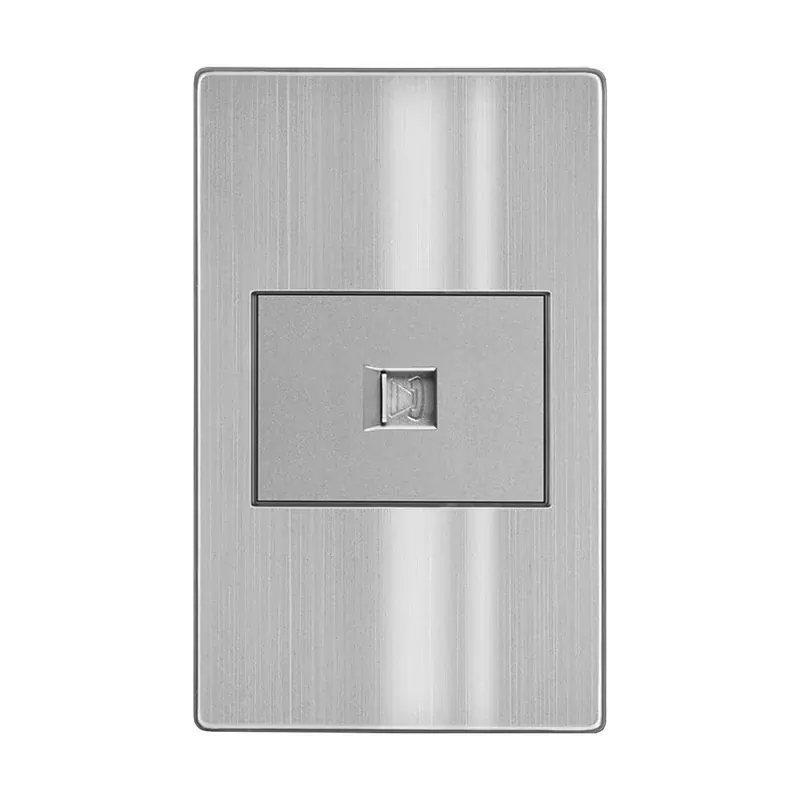 Placa gris contacto telefónico acero inoxidable 77X124MM