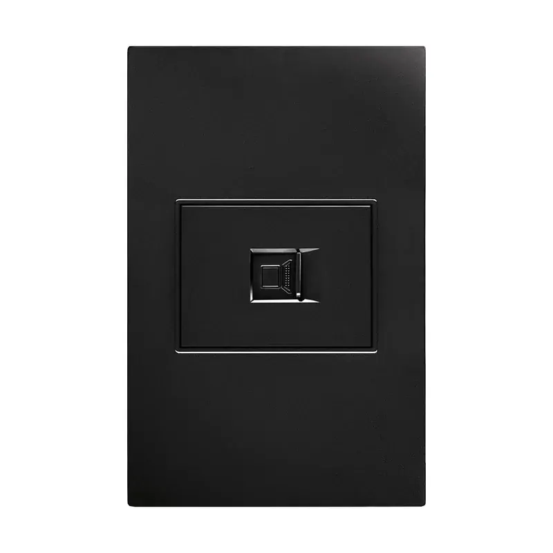 Placa negra contacto red lan tipo RJ45 CAT5 77X124MM