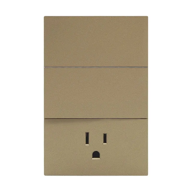 Placa dorada luxury contacto sencillo y apagador de 2 interruptores 3 vias 127/250VCA plástico ABS 74X112MM skin feel