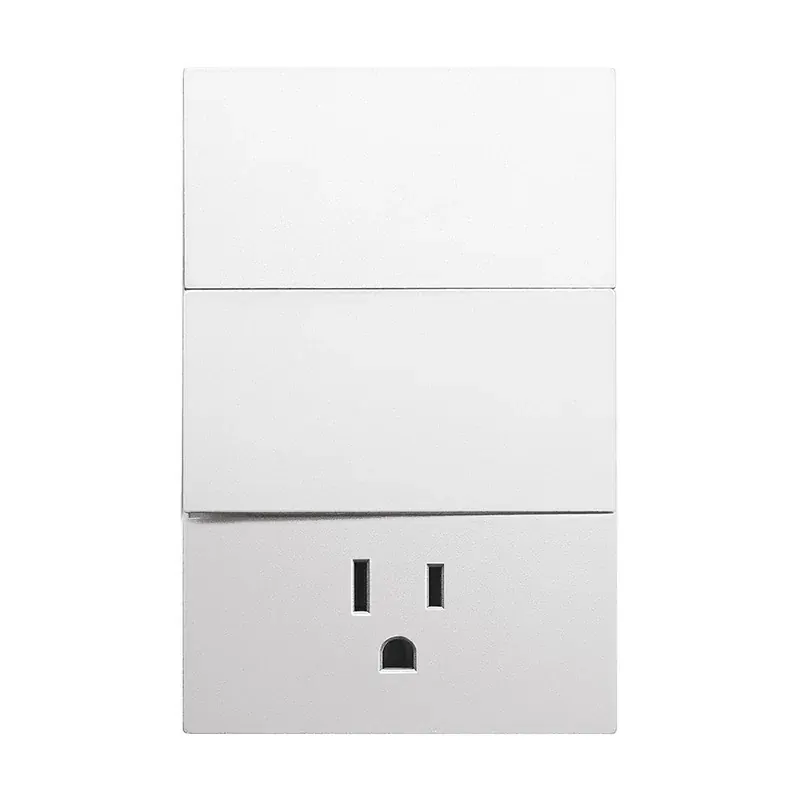 Placa blanco mate luxury contacto sencillo y apagador de 2 interruptores 3 vias 127/250VCA plástico ABS 74X117MM skin feel