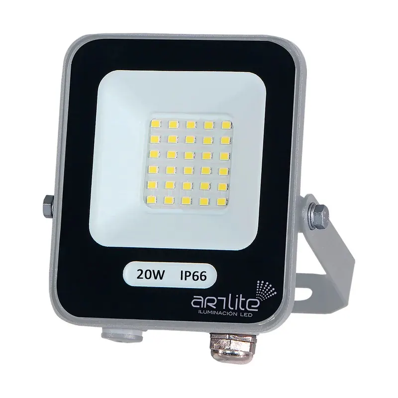 Reflector LED SMD 20W eficiencia 110LM/W 2200LM 90-277VCA exterior IP66 blanco frío 6500K
