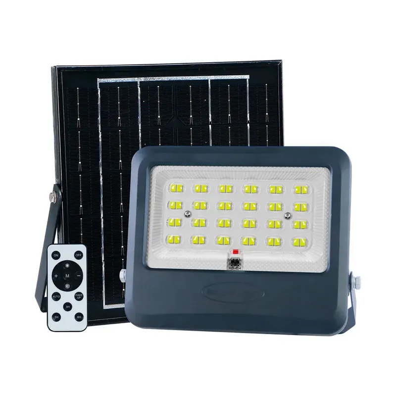 Reflector LED solar 420LM ABS con panel solar montable 5V 5W, controlador y bateria recargable 3.2V 4Ah blanco frío 6500K IP65