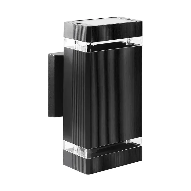 Luminaria pared rectangular policarbonato negro doble disparo 2XGU10 exterior IP44