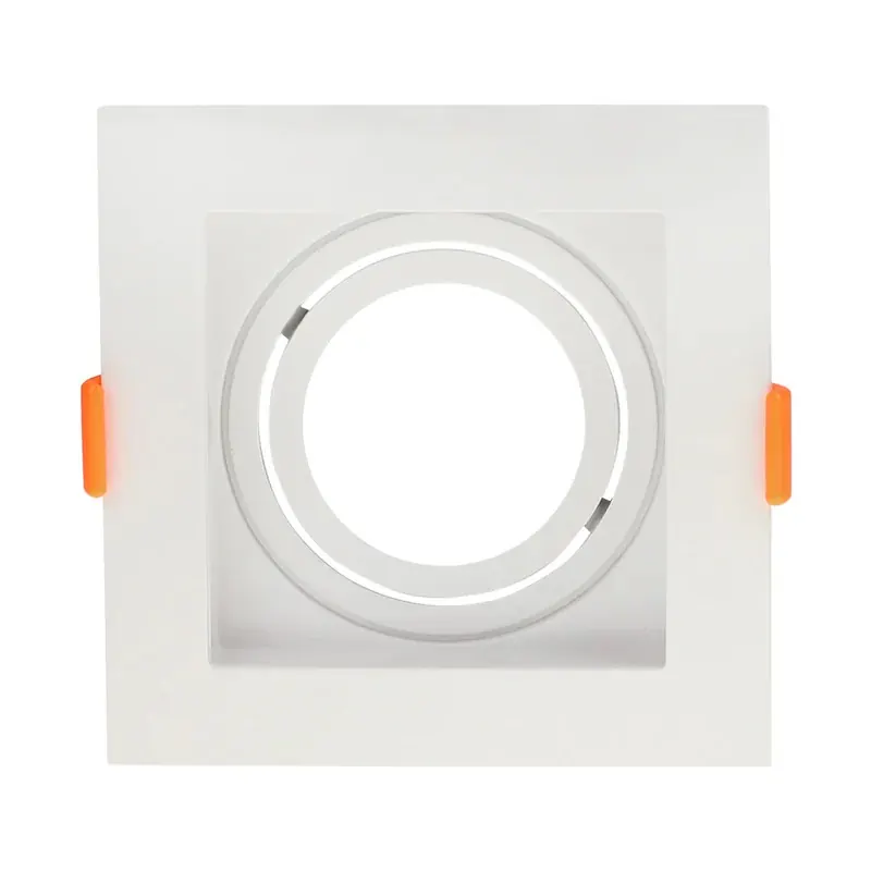 Empotrable dirigible cuadrado para spot sencillo base GU10 policarbonato color blanco máx. 50W interior IP20