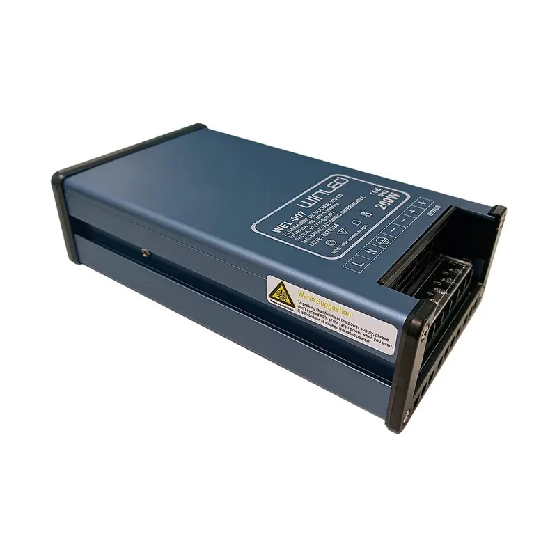 Fuente de poder slim alum CA90-260V a CD12V 200W contra lluvia IP63