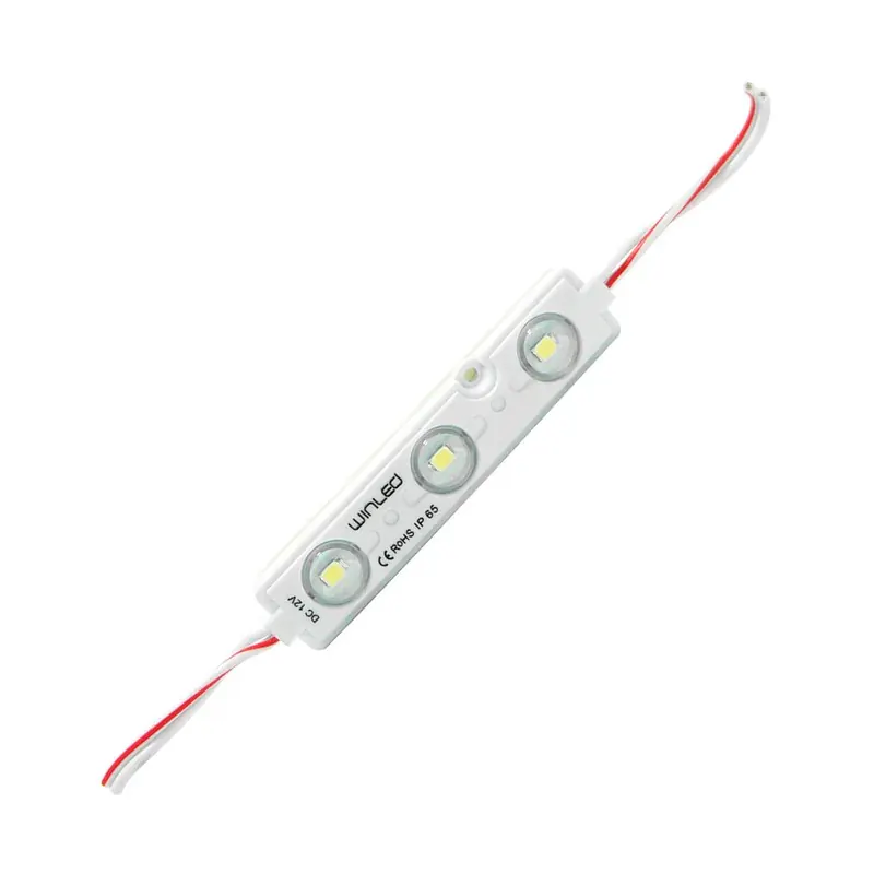 Tira de módulos bc 3 LEDS SMD2835 100 módulos 120W (1.2W c/u) 12VCD exterior IP65 blanco calido 3000K