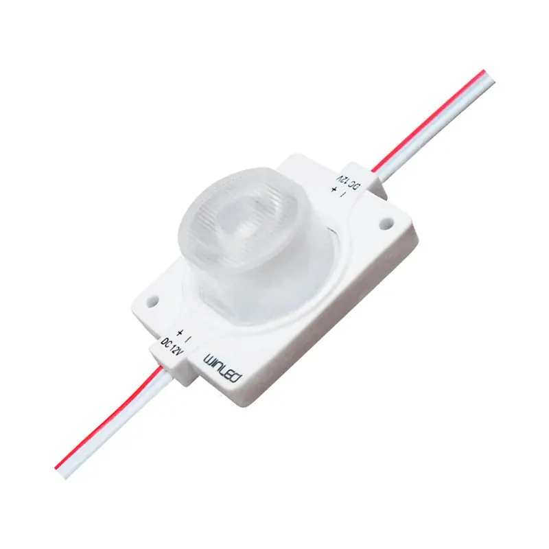 Tira de módulos azules super LED con optica 100 módulos 140W (1.4W c/u) 12VCD exterior IP65