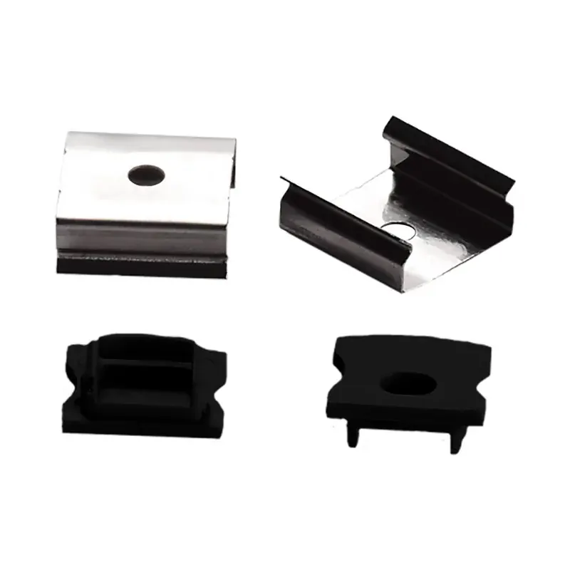 Kit para montaje perfil de aluminio negro WPE-201 incluye 10 tapas de plástico y 10 clips de aluminio